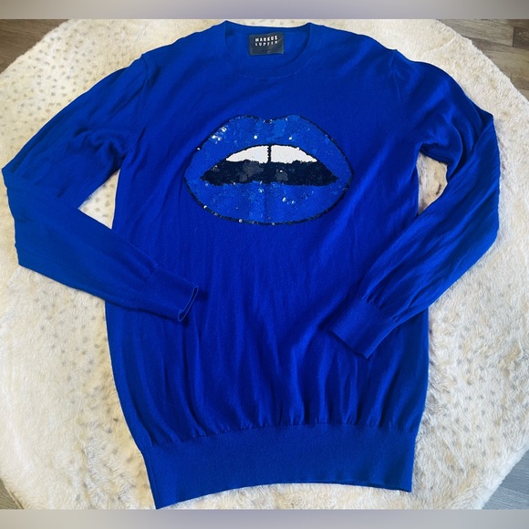 Markus Lupfer Royal Blue Sweater with Sequin Detail - Picture 2 of 8